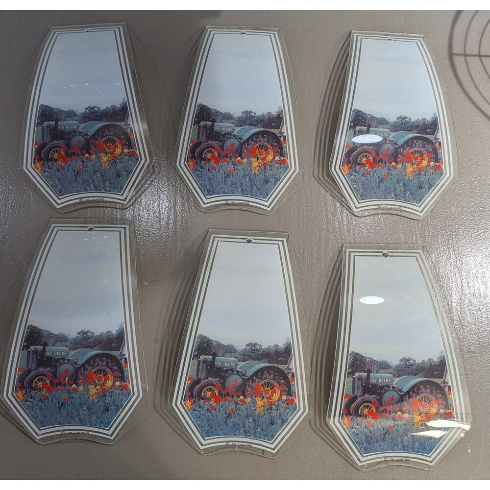 Vintage John Deere Tractor Touch Lamp Glass Replacement Panels, Set Of 6